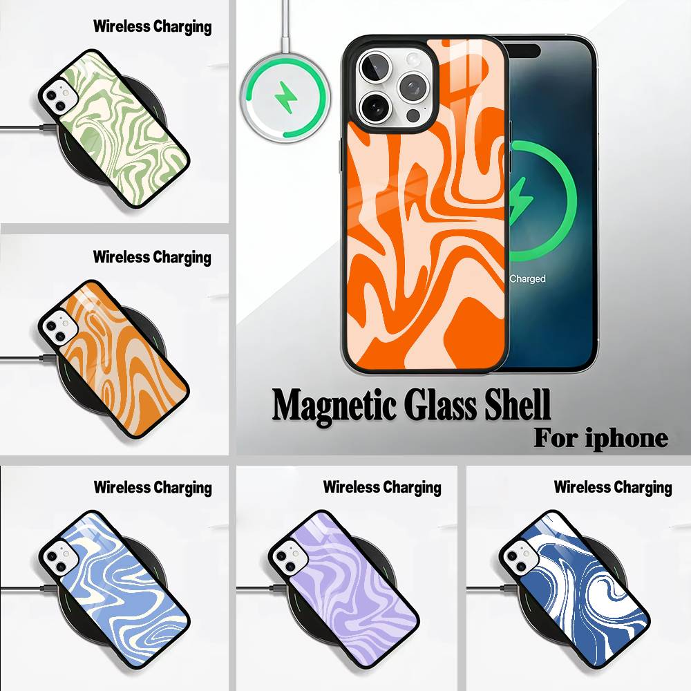 Abstract -FluidWavy Pattern Phone Case For IPhone17 16 15 14 13 12 11 Pro Max 16/15/14Plus Wireless Charger Cover Funda