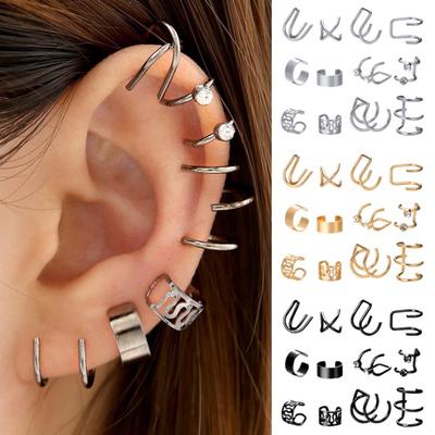 1 Set Ear Women Non-Piercing Cartilage Earring Sparkling Earrings Clip On Earrings Hypoallergenic Hoop