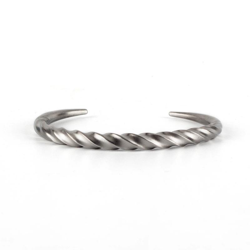 VAF Vintage Twist Spiral Cuff Bangle Bracelet Stainless Steel Women Men Retro Personalized Bracelet серебряный