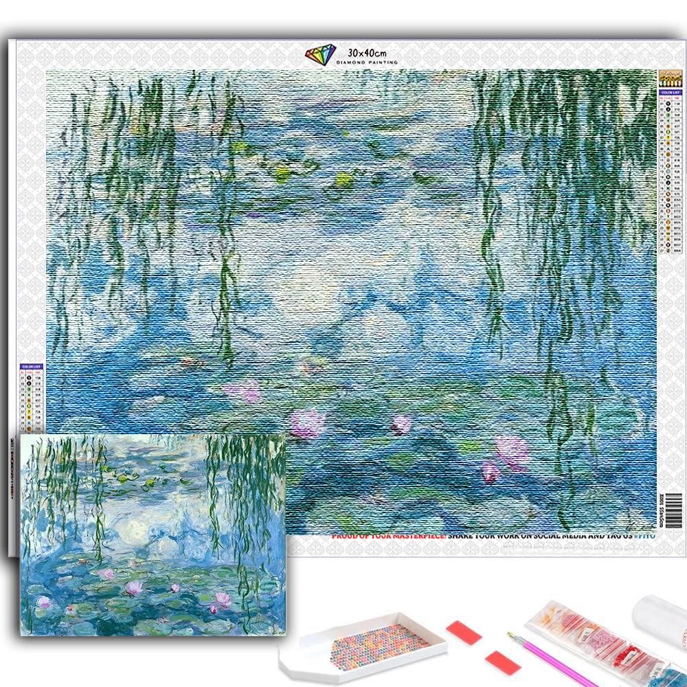 DIY Diamond Painting Moonlight Over Lotus Pond Cross Stitch Kit Mosaic Art Diamond Painting Full Circle/Square Diamond Home Decoration