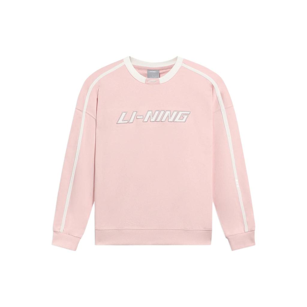 Li-Ning Sports Fashion Series Loose Crew Neck Pullover Sweatshirt Unisex Tops Light-Water-Pink AWDRD50-5