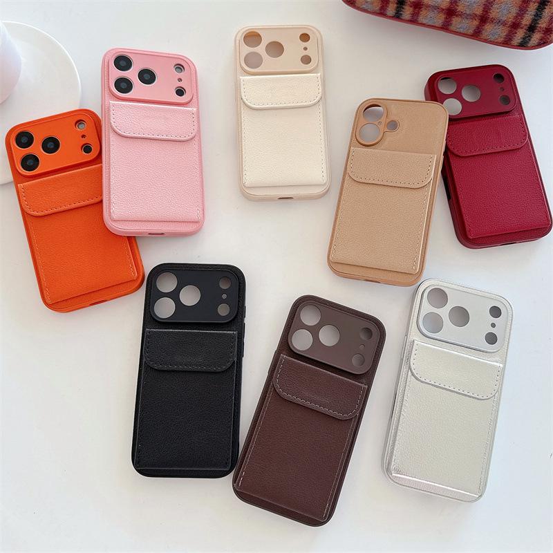 iPhone 17 Pro Max Lychee Pattern Card Holder Case, Fits Apple 11/12/13/14/15/16