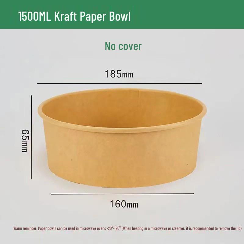 Kraft Paper Disposable Bowl - Ideal for Rice, Salad, Lunch, Takeout, Fast Food, and Fruit.