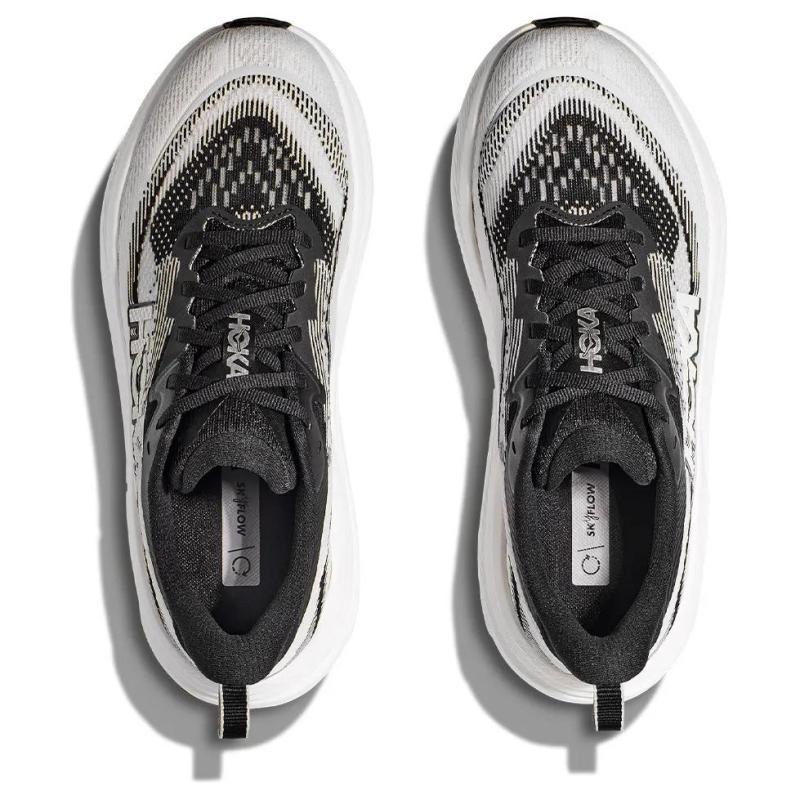 HOKA One One SKYFLOW Anti Slip Wear Resistant Low Top Casual Running Shoes Women's White Black Sneakers 1155113-bwht