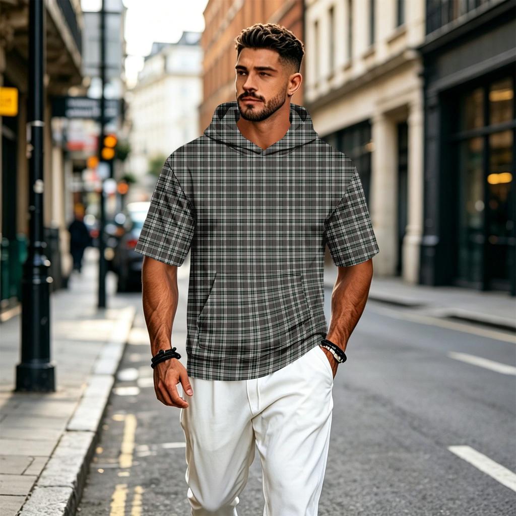 Men's Short Sleeve Hoodie Casual Retro Lightweight Camouflage Print
