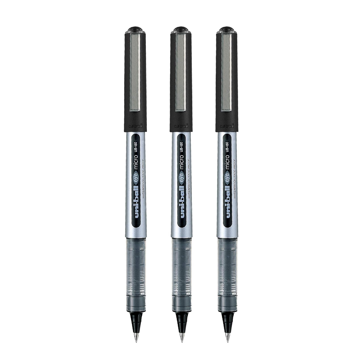 Uni-Ball Ручка-роллер Eye UB150 0,5 мм Черные чернила Упаковка 3 шт. Плавное письмо Для офиса и школы