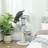Cat Scratching Post, Sisal Posts, Multi-level, Plush Fabric, Hanging Ball, Light Grey