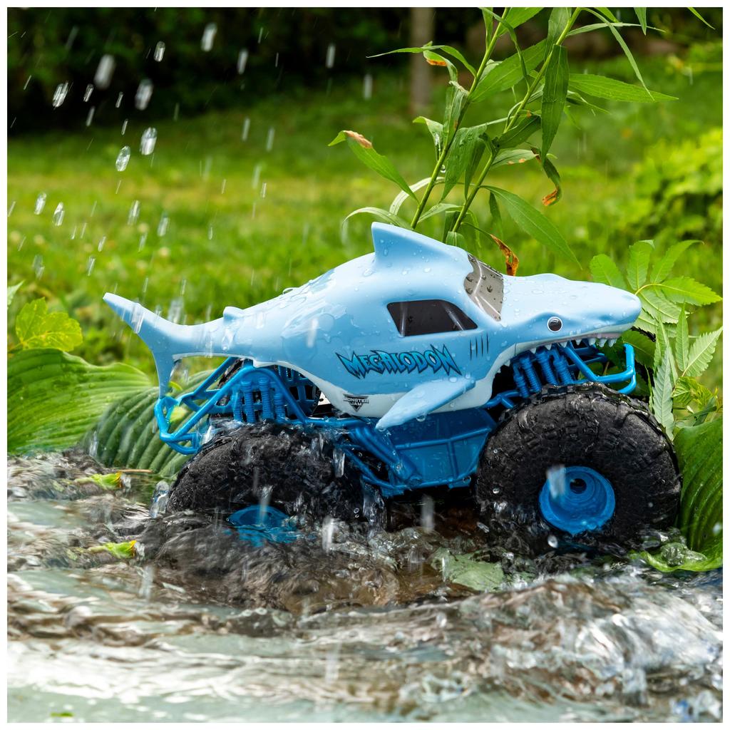Official Monster Jam Megalodon Storm All-Terrain Remote Control Monster Truck, 1:15 Scale
