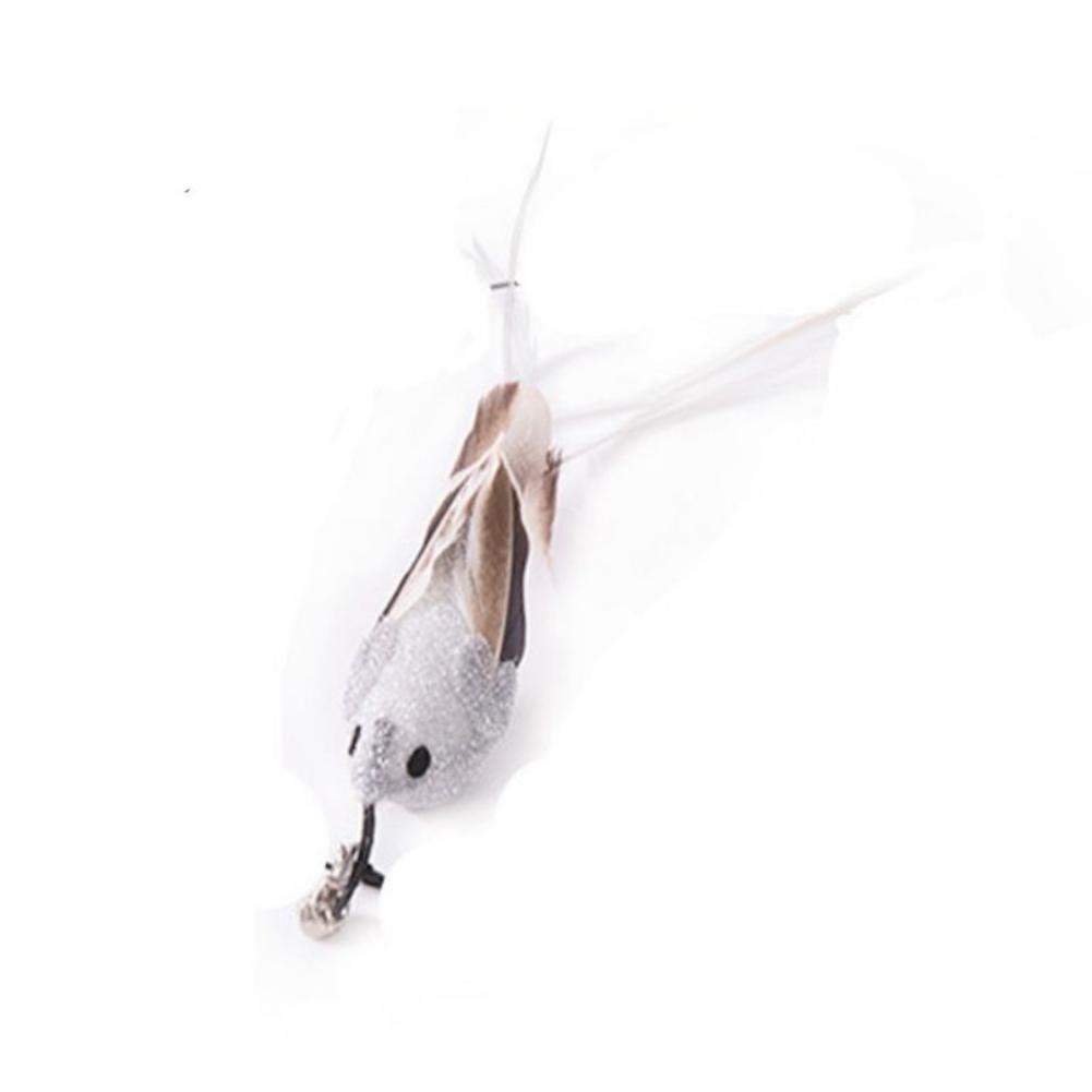 Simulation Bird Cat Toy Feather Bird with Bell Kitten Wand Toy Replacement Heads Cat Teaser Interactive Cat Toy Accessories