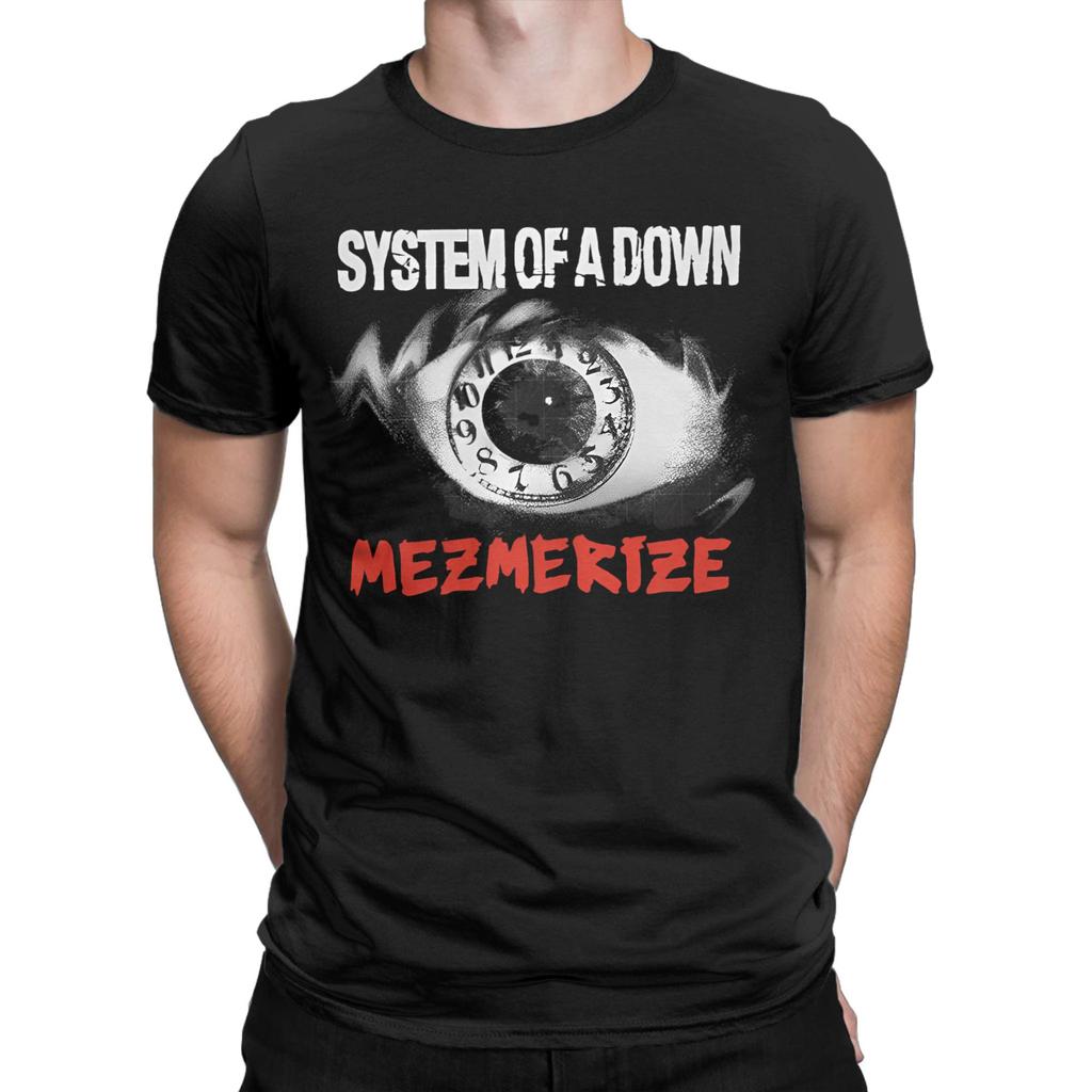 Mens TShirts System of a Down Band Mesmerize Unique Pure Cotton Tee Shirt Short Sleeve  T Shirts Crew Neck Clothing Adult