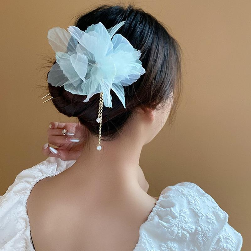 New Chinese Phoenix Luminous Lotus Tassel Hairpin Guochao Stepping Hairpin Antique Temperament Hanfu Hair Accessories Women