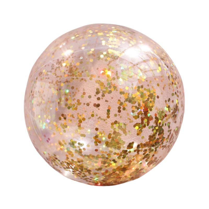 Gold Glitter Transparent PVC Beach Ball - Inflatable Water Toy & Photo Prop