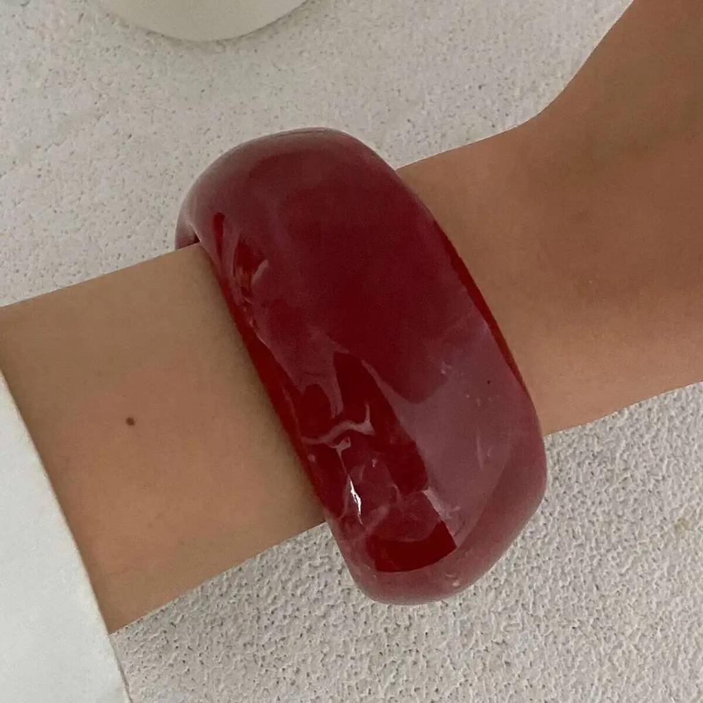 Ingemark 4 Styles Exaggerated Large Resin Acrylic Wide Bangles Women New Trend Thick Irregular Arm Bracelets Daily Y2K Jewelry