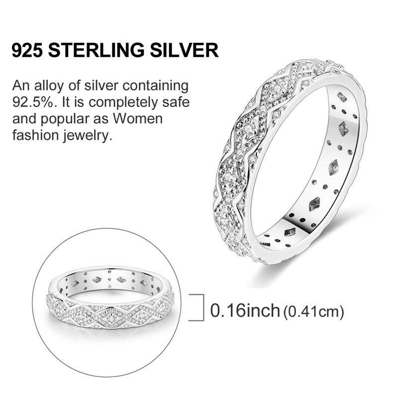 Silver Plated Sparkling Love Rings Zircon Winding Line Geometric Rings For Women Engagement Jewelry Anniversary Gift