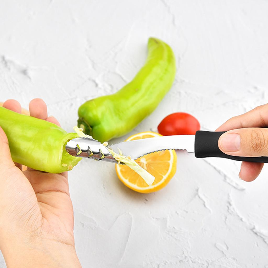 Stainless Steel Pepper Corer with Non-slip Rubber Handle Creative Chili Deseeder Pepper Seed Remover Tool Cooking Accessories
