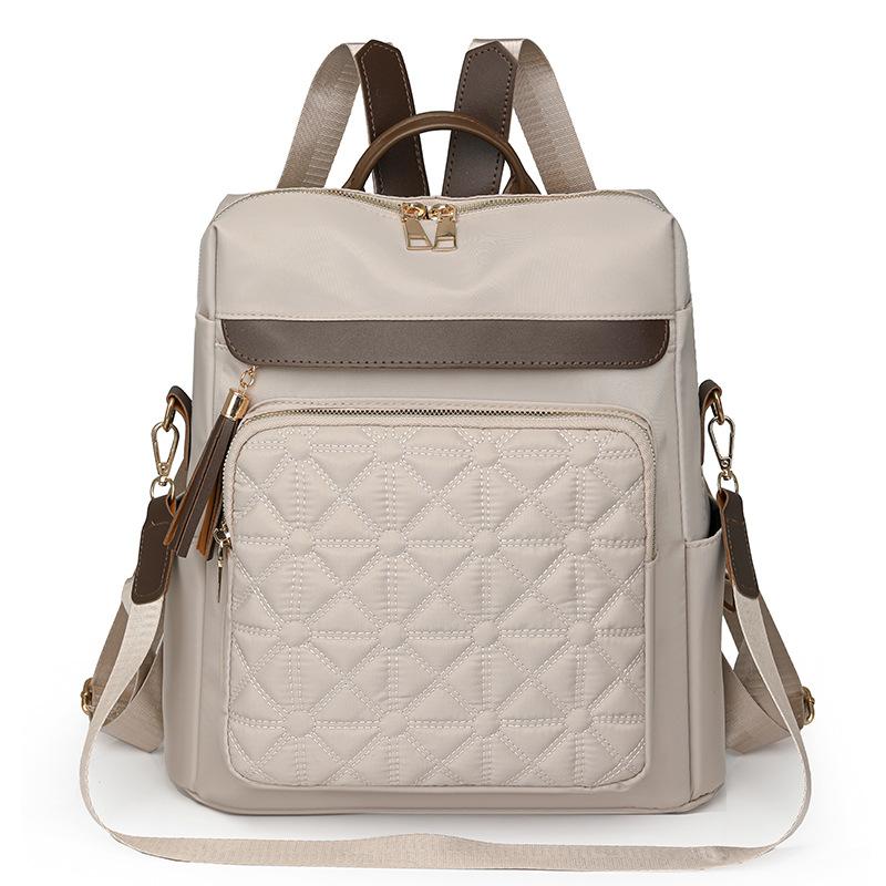 

Женский противоугонный рюкзак с кисточками, рюкзак для пригородных поездок, школьный рюкзак большой емкости бежевый