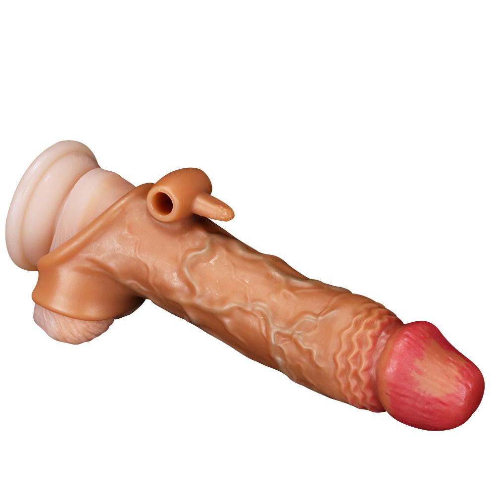 Realistický prodlužovač penisových rukávů Velký penis Sleeve Delay Ejakulace Dildo Sexuální hračky Rock Ring Kondom BDSM Fisting