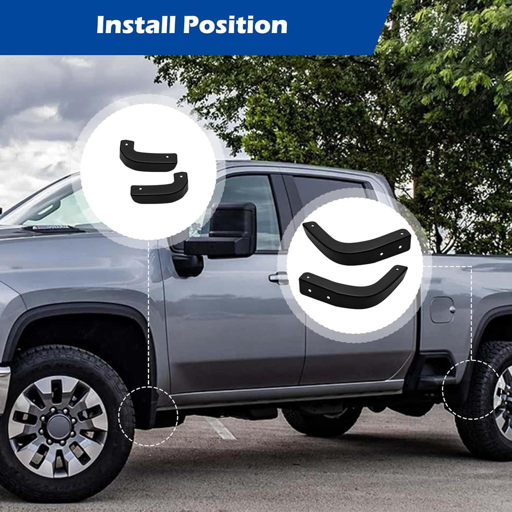 Schmutzfänger-Entfernung 4 STÜCK für 2019-2025 Silverado, Schutz vorne hinten, Kein Bohren