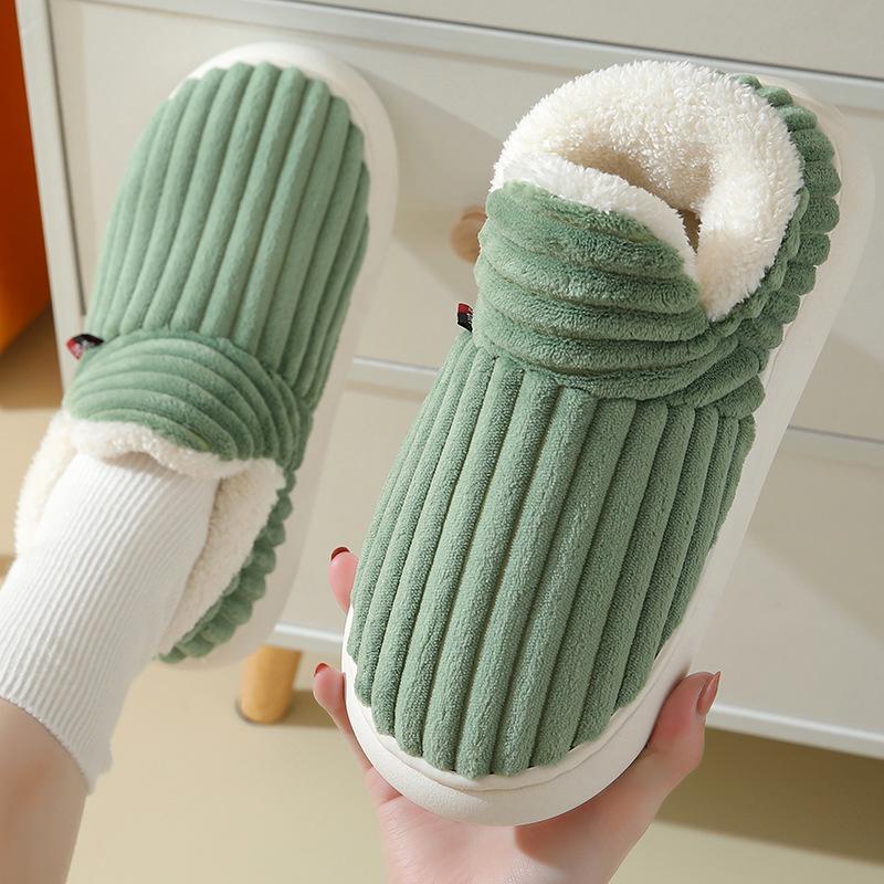 Winter Indoor Velvet-Heeled Cotton Shoes: Unisex Thick Sole for Warmth
