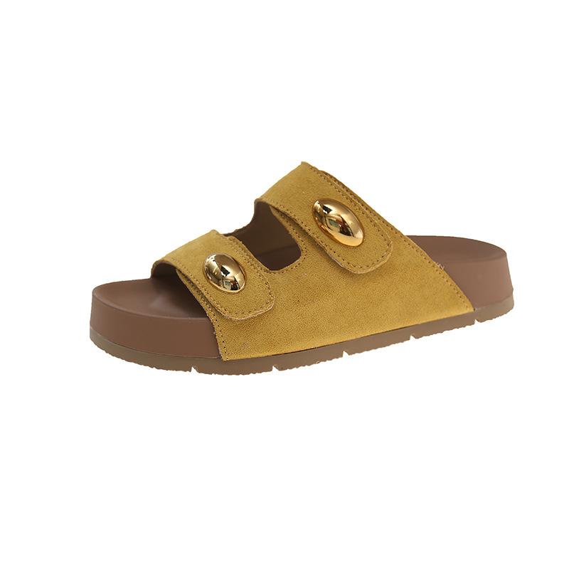 Height-increasing thick-soled one-word slippers for women s summer wear new beach vacation cool slippers 40 жёлтый 2290₽