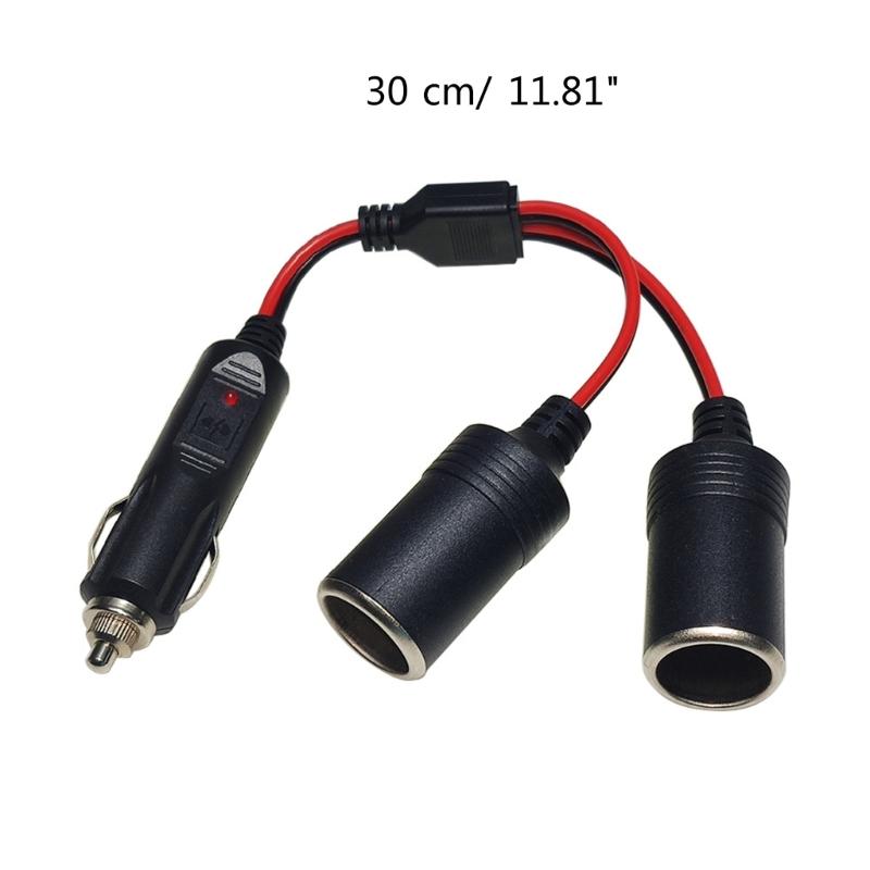 High-current Vehicle-mounted Car Cigarette Lighter Cable Line 1 In 2 Out Male To Double Female Y Splitter Adapter Cord