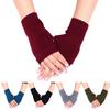 Winter Men Women Solid Color Half Finger Knitted Mitten Warmer Gloves Wrist Wrap
