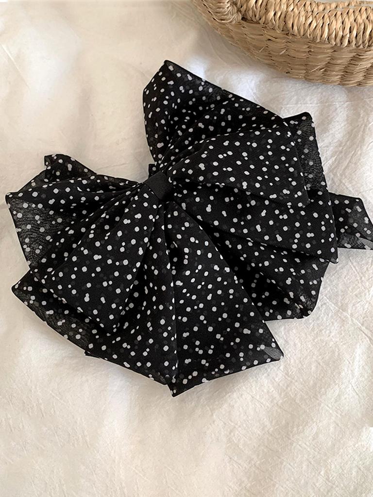 Large Hair Bow Clips for Women Black Silk Hair Bow Clips Long Tail French Hair Ribbon Coquette Bows Hair Accessories for Girls