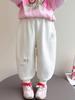 Girls' Autumn Rabbit Embroidery Sweatpants - Fashionable Casual Long Pants for Baby and Medium-sized Kids
