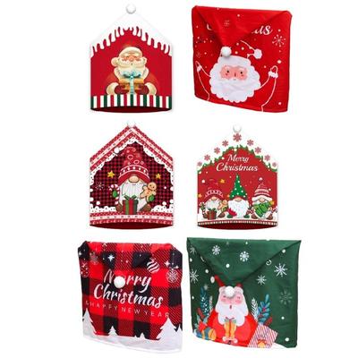 Cartoon Santa Festive Chair Cover Chair Decor Christmas Dining Chair Slipcovers