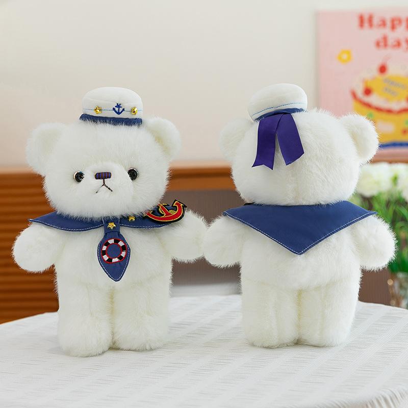 Navy Bear Plush Toy Uniform Soldier Boy Birthday Gift Activity Souvenir Office Ornament