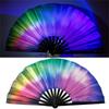 Portability Fluorescent Glowing Bamboos Hand Fan For Music Festivals Nightclubs Costume Parties And Discos Themed Dance