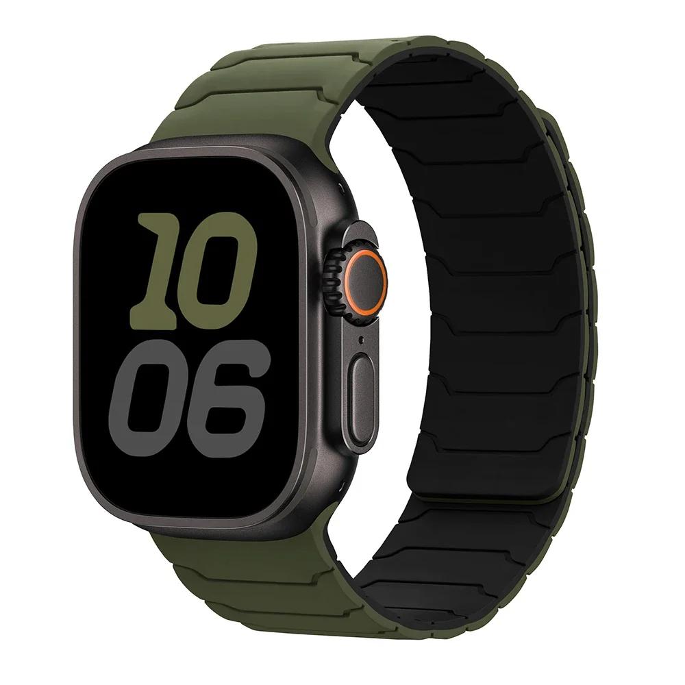 Strap For Apple Watch Ultra 2 Band 49mm 44mm 45mm 40mm 42mm 46mm 41mm 38mm Magnetic Silicone Bracelet IWatch Series 10 SE 9 8 7
