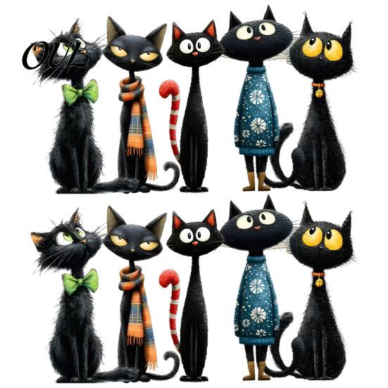 Waterproof Pvc Window Film Halloween Cartoon Black Cat Static Sticker, PVC Decorative Seasonal Glass Stickers Decal, Clings for Living Room