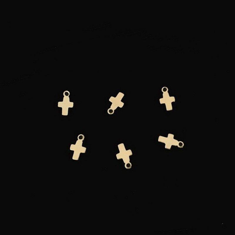 Fine S925 Silver Cross Tiny Women Jewelry Charms Real 14K Gold Filled