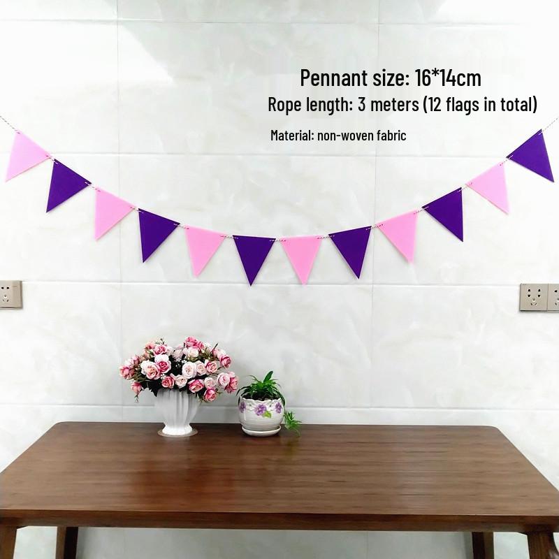 Outdoor Kindergarten Festival Flag Decoration - Non-woven Fabric Pull Flower Pennant