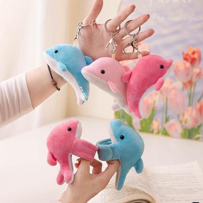 Adorable Baby Dolphin Plush Keychain with Snap Bracelet for Kids