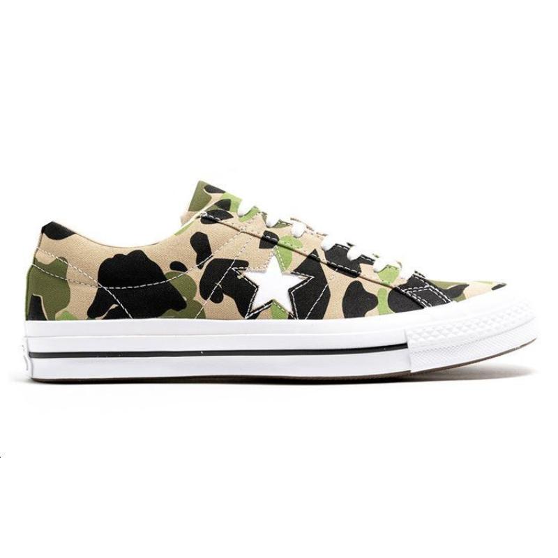 Converse One Star Series Comfortable Stylish Camouflage Low-top Canvas Shoes Unisex Green