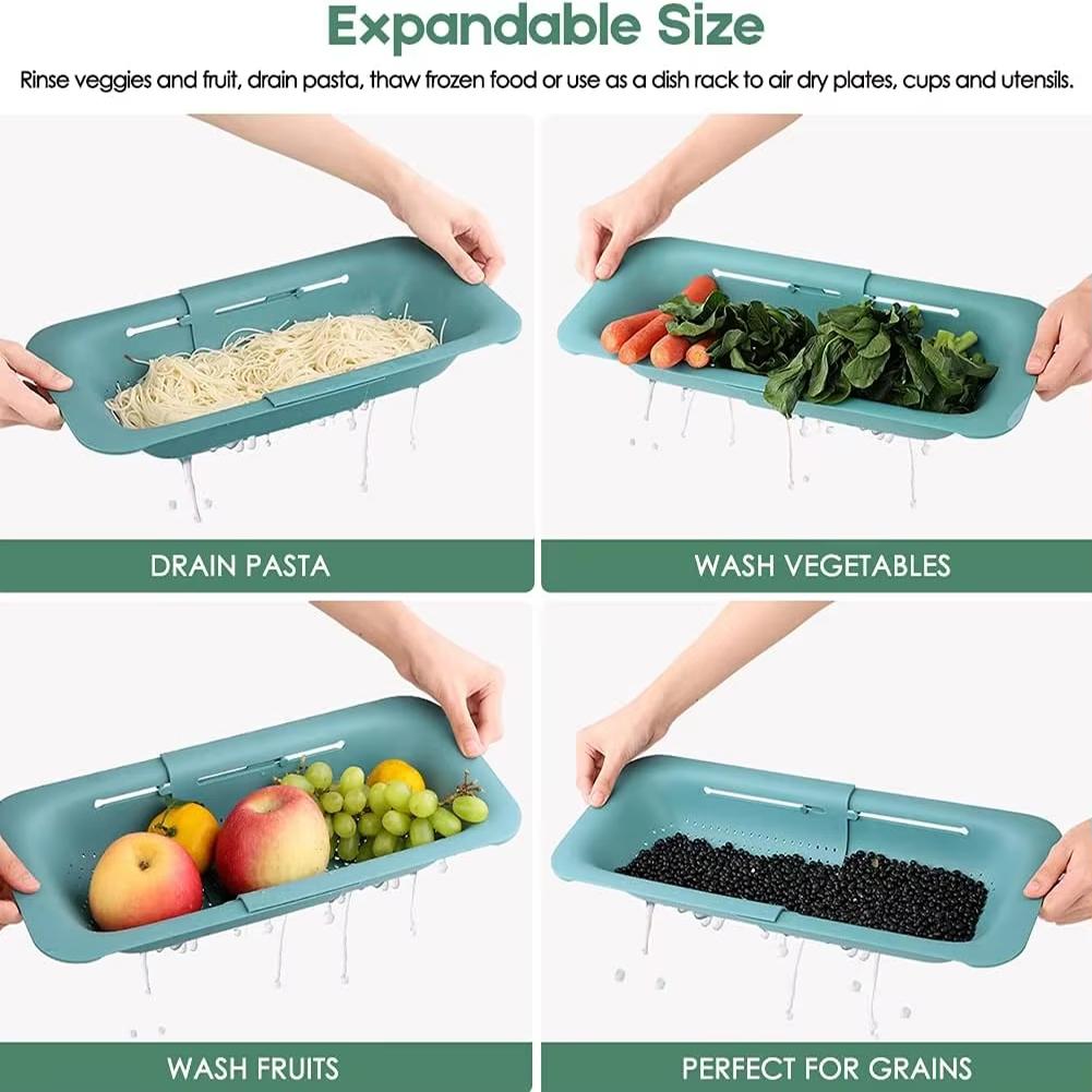 Expandable Kitchen Sink Organizer Durable Polypropylene Fruits Vegetables Washer Draining Rack Space Saving Storage