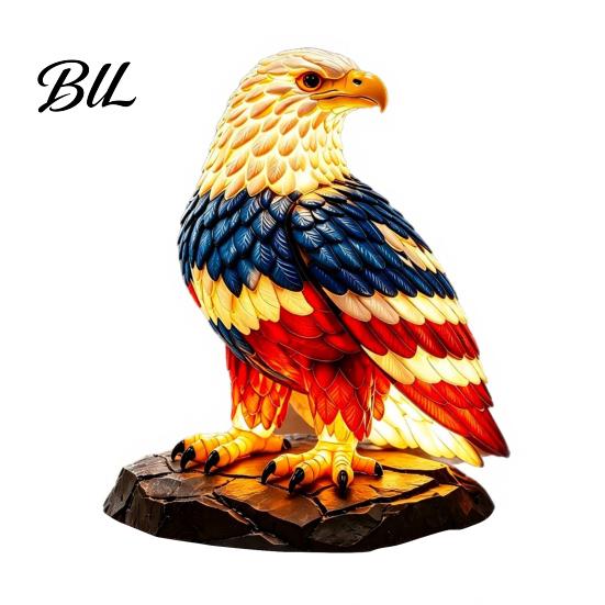Bedside Soft Light Bald Eagle Table Lamp 3D Resin American Night Red White USB Powered Blue Patriotic for Living Room Bedroom Kids Office S