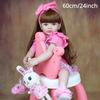 BZDOLL 60cm 24inch Reborn Doll Girl Soft Vinyl Baby with Soft Cloth Body Princess Toddler Bebe Lovely Kid Christmas Gift