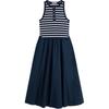 Button Striped Long Slim Fit Sleeveless Dress Women Dresses WW0WW496280X3
