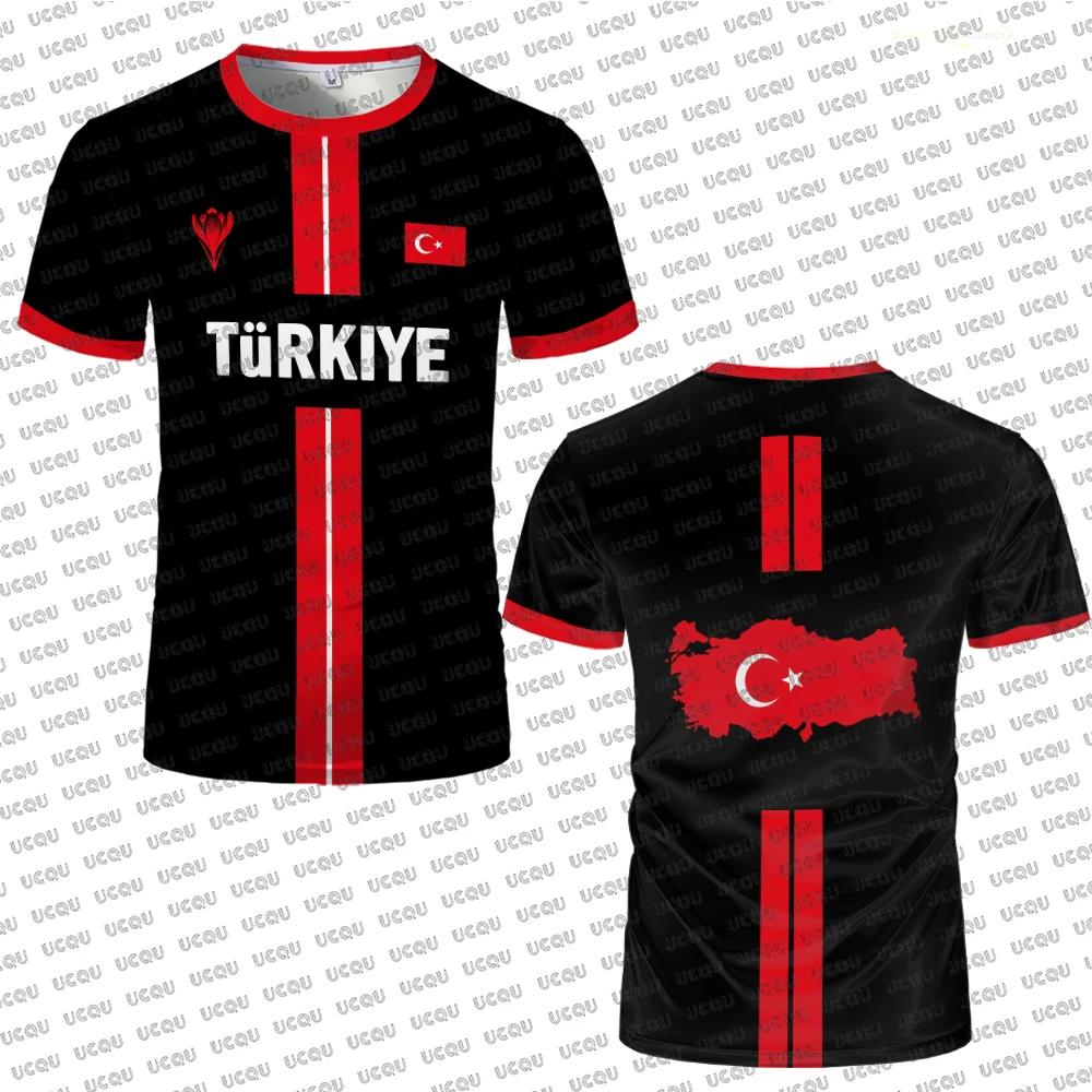 Turkey Football Jersey Breathable Quick-drying Sports Short-sleeved T-shirt Turkish Flag Map 3D Printed Fashion Gift