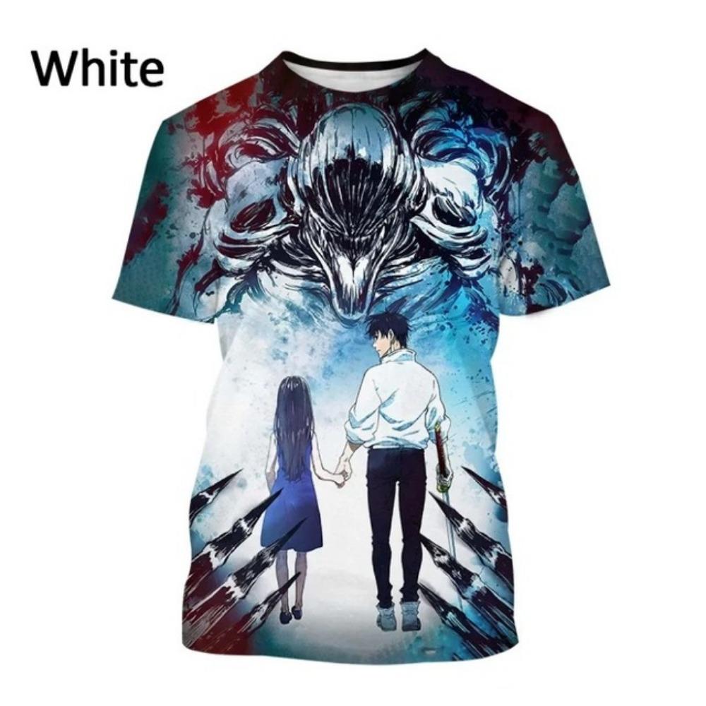 Sommer Neues Anime Jujutsu Kaisen 3D-Druck T-Shirt für Männer und Frauen Mode Lässig Übergroßes T-Shirt Harajuku Street Tops Tees 6XL gray