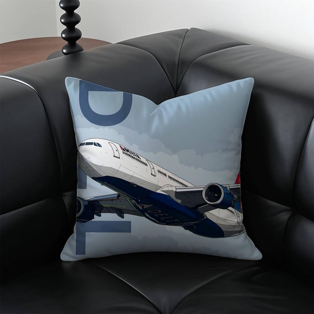 Casual Business DDelta AAirLines Cushion Cover Pillow Case Antidustmite Invisible Zipper Silky Plush Cushion