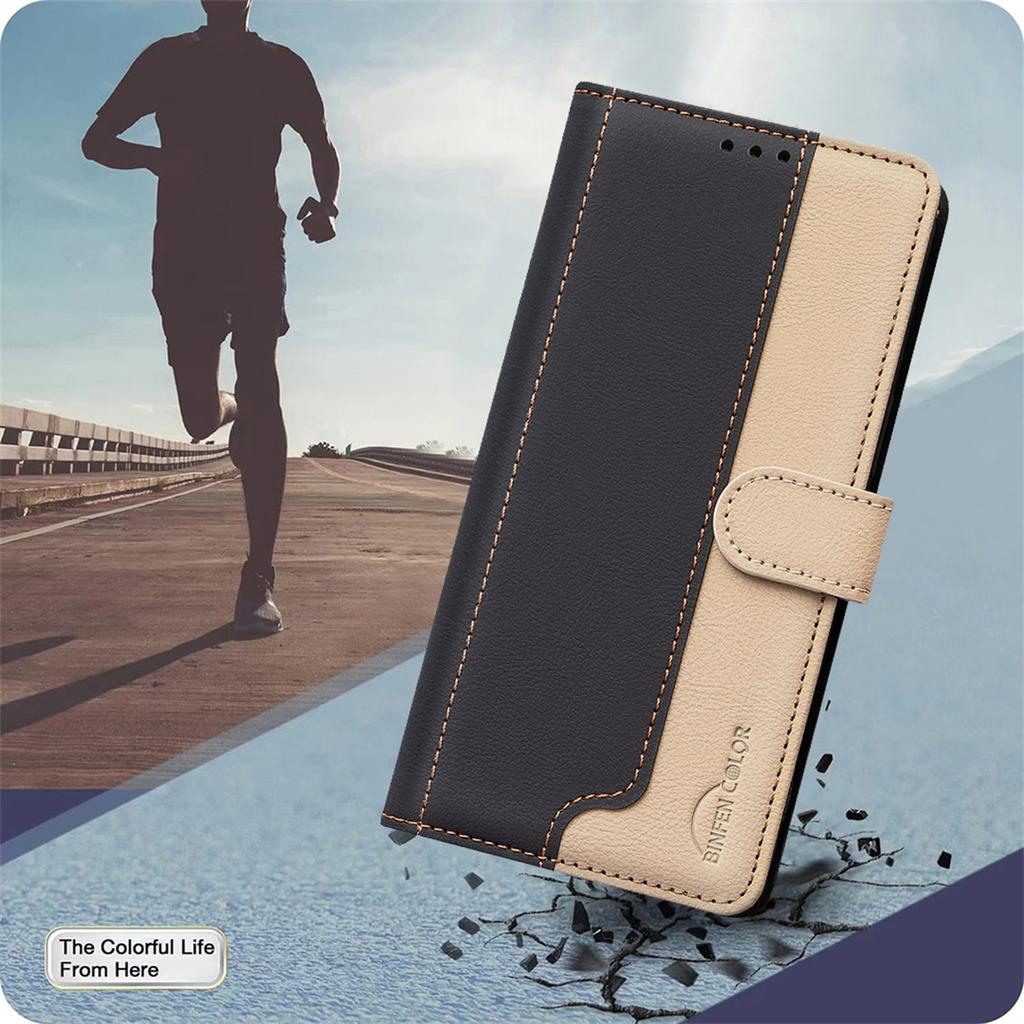 BINFEN COLOR BF33 for Honor 300 Leather Case Splicing Color RFID Blocking