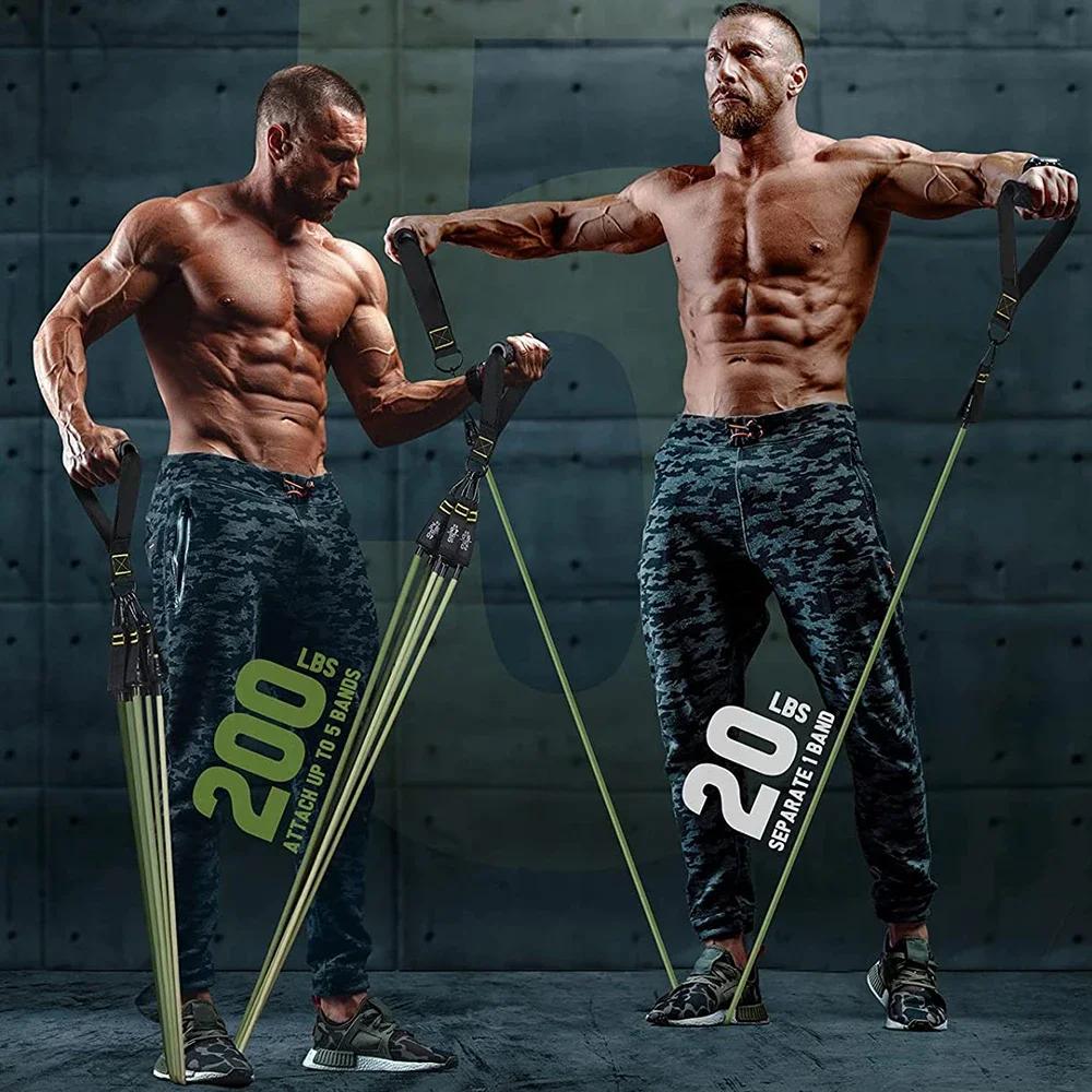 12 Stück Bodybuilding Widerstandsbänder Kollektion Elastische Trainingsbänder Unisex Muskel- und Krafttraining Fitnessbänder Fitnessstudio-Ausrüstung Praktische Anwendung