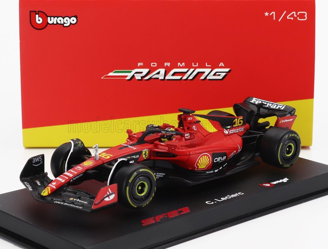 Brago F1 Ferrari Die-Cast Model 1/43 Ferrari SF-23 4th Monza GP 2023 Charles Leclerc Signature Series