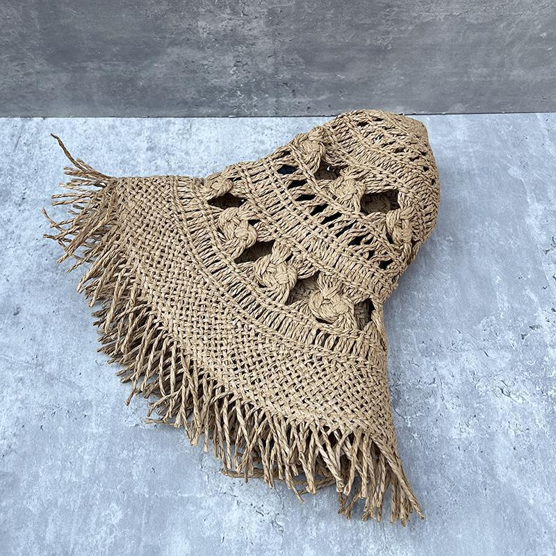 Wind Plus Large Brim Hollow Sun Hat Children Summer Trip Seaside Vacation Sunshade Sunscreen Foldable Straw Hat