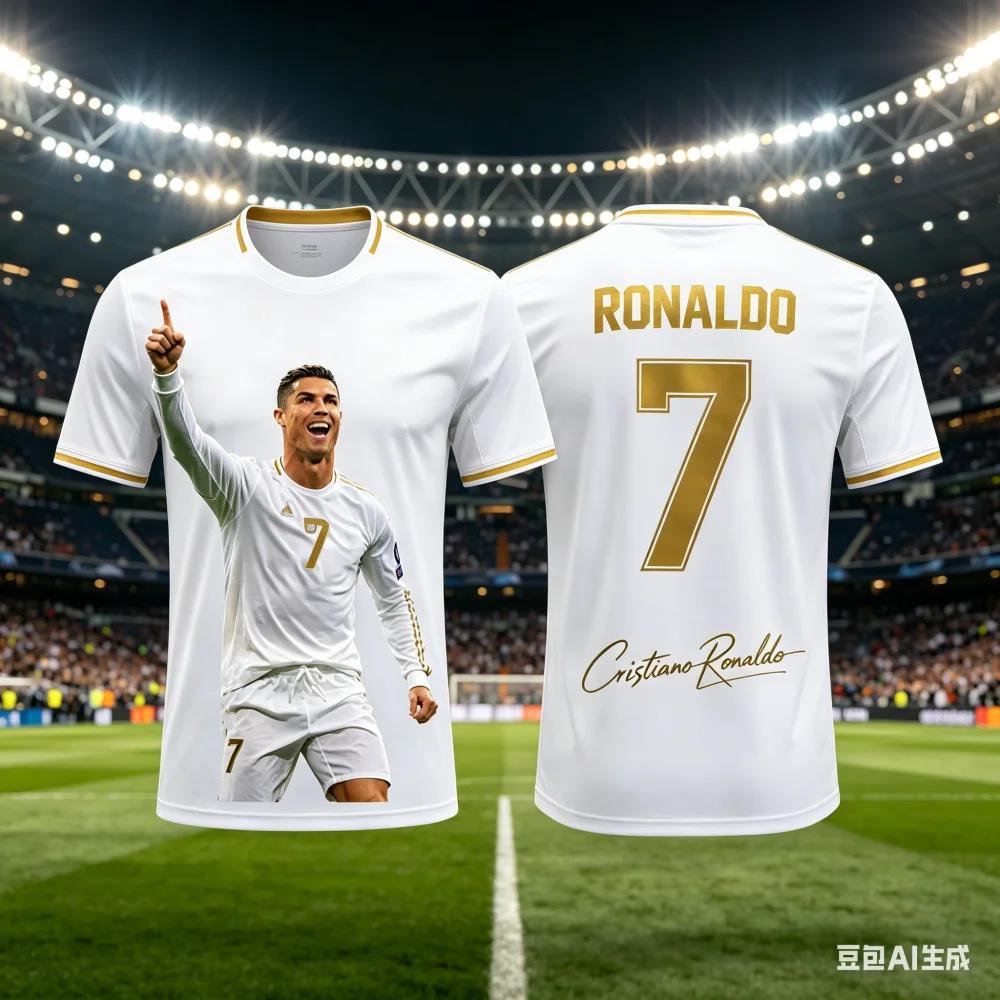 All Season Kids & Adults Ronaldo #7 Fan Football Jersey Polyester Breathable Comfortable Sports World Cup Top