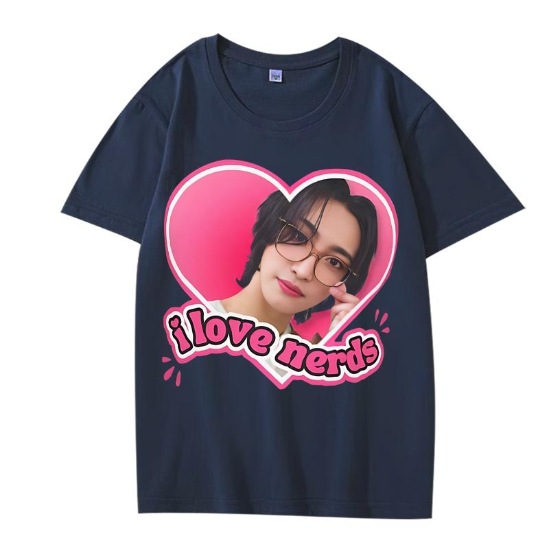 

Kpop Ateez Seonghwa I Love Nerds T Shirt Men Women Oversized 100% Cotton Hot Sale Short Sleeve Summer Top Unisex Plus Size Tops 3XL